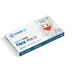 Mediroc 3PLY Kids RED χειρουργική Μάσκα Προσώπου Medical 50 τμχ. (πιστοποιημένο προϊόν) Κουτιά των 10 τμχ. TYPE IIR - EN14863
