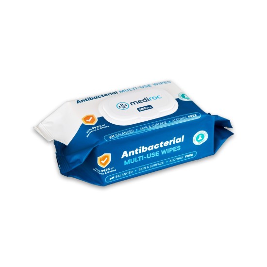 Mediroc Αντιβακτηριακά μαντηλάκια πολλαπλών χρήσεων χωρίς αλκοόλη 100 τμχ.
