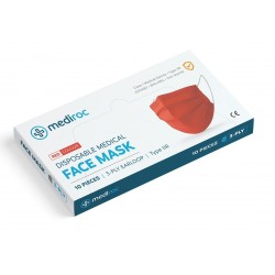 Mediroc 3PLY RED χειρουργική Μάσκα Προσώπου Medical 50 τμχ. (πιστοποιημένο προϊόν) Κουτιά των 10 τμχ. TYPE IIR - EN14863